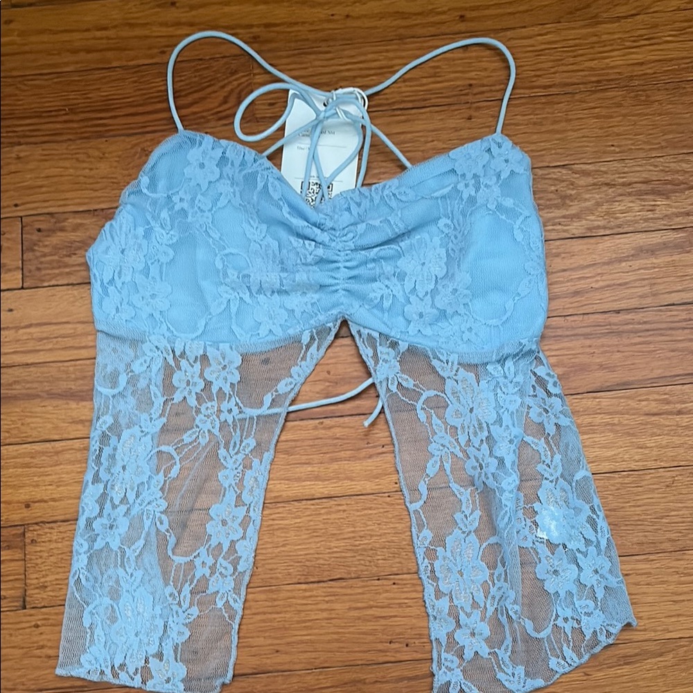 Blue Lace Women’s Cami Top (open back)
